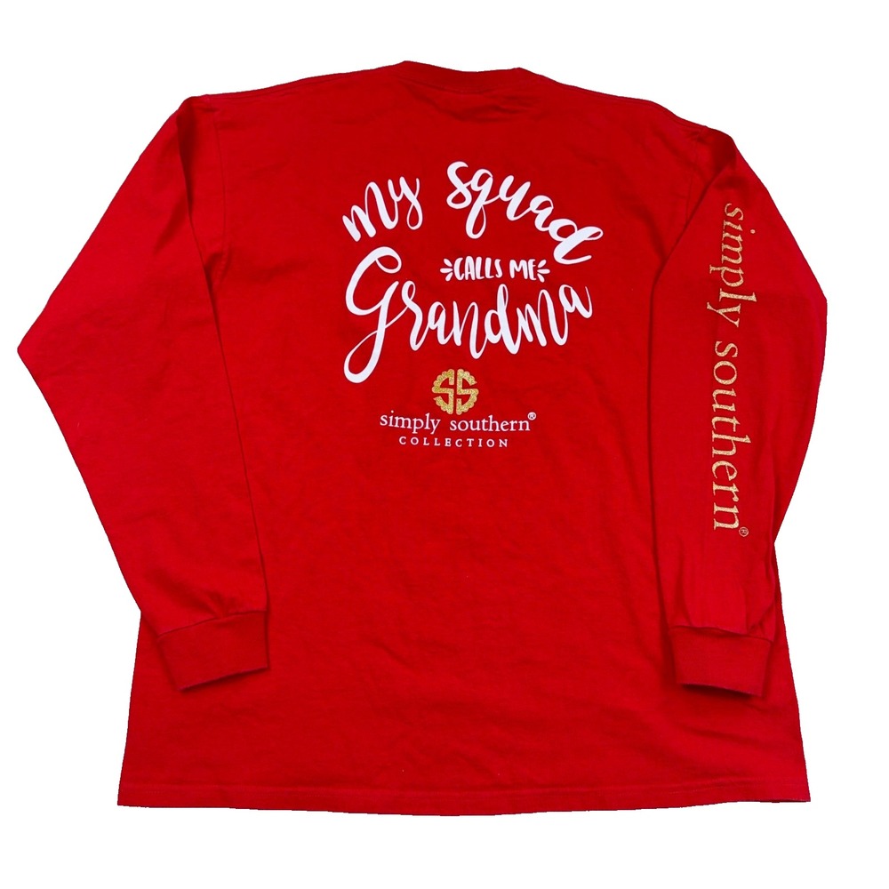 Simply Southern Shirt Women XL Red Long Sleeve Tee Spellout Grandma Squad